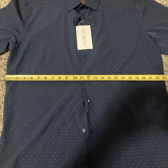 Lucky Brand Mens Button Up Shirt XL 34/35 17-17.5 Slim Fit Stretch Navy Blue - Picture 5 of 13